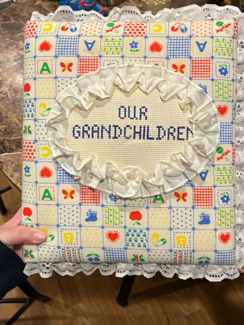 Vintage Handmade 'Our Grandchildren' Keepsake Book Multicolor
